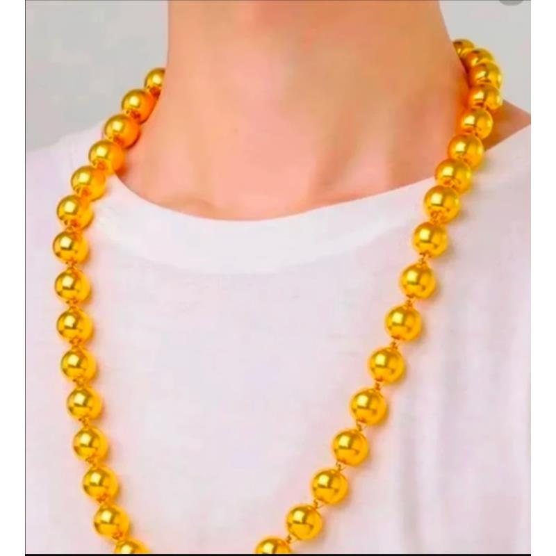 合金项链 经典圆珠卡10项链男士百搭金色亮面圆珠项链