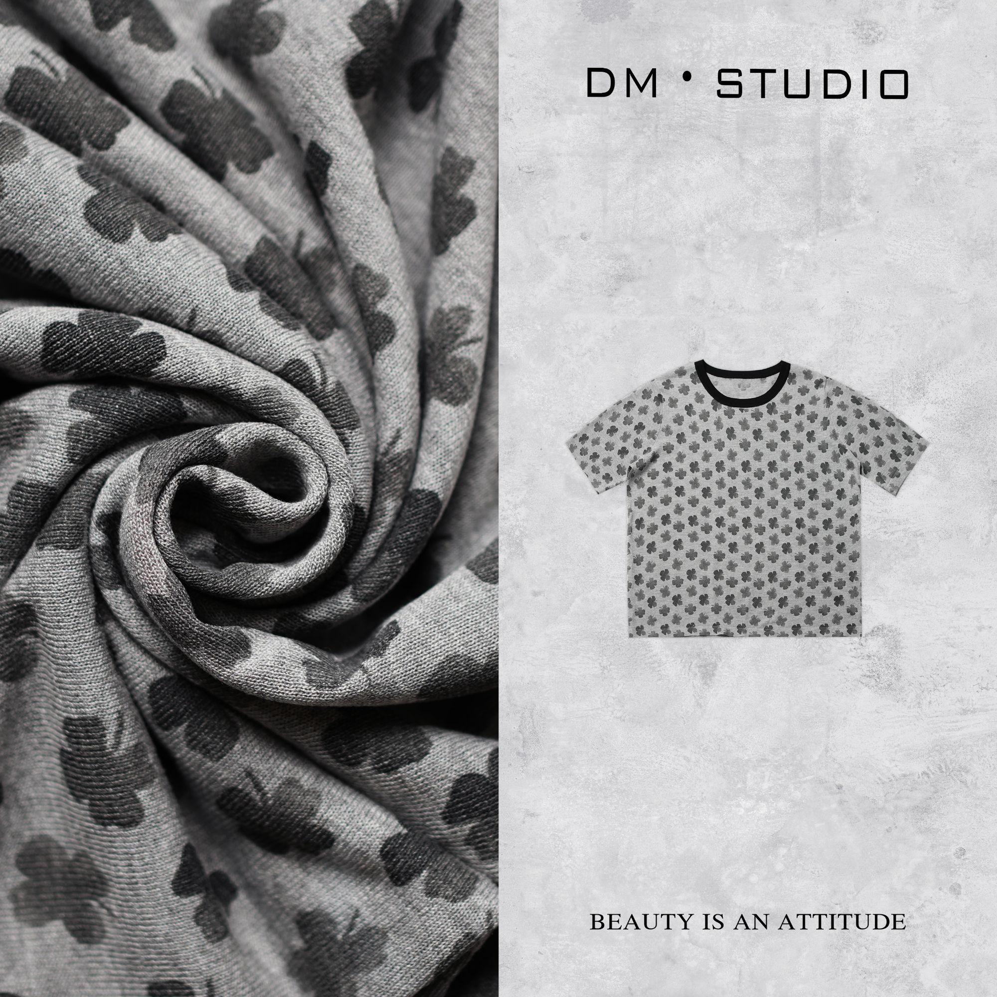 •STUDIO/小众静奢满印百搭显瘦休闲圆领上衣2504TX/62215