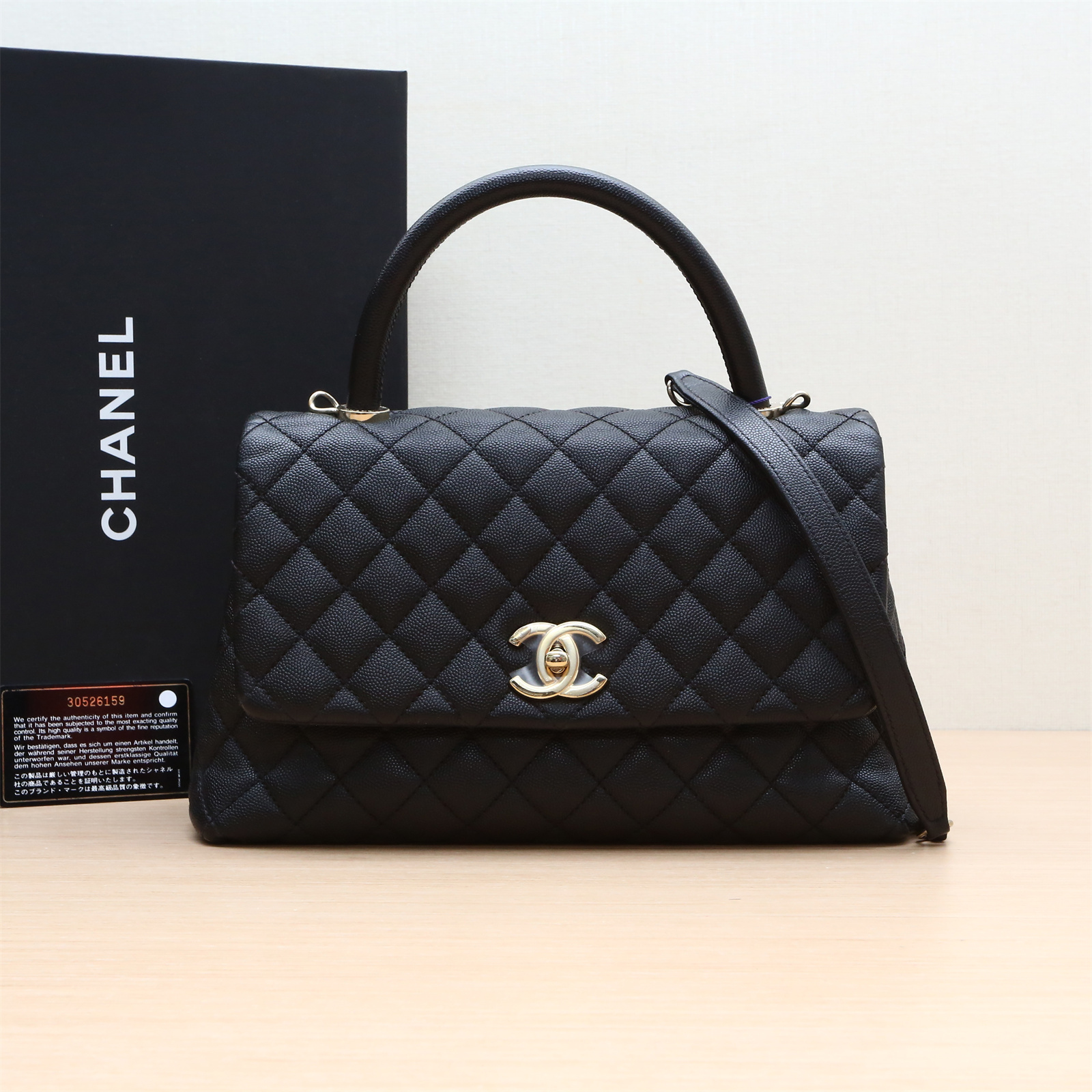 95新 Chanel/香奈儿 小花双双 863136 Handle 中号包 30开 浅金扣