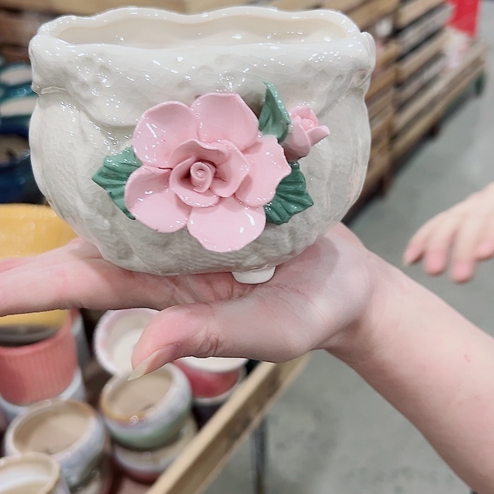 有孔.凑满10元发货多肉陶瓷花盆！