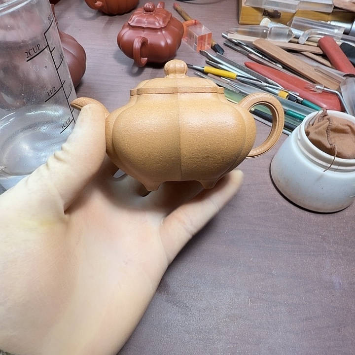 小***果茶杯紫砂半手工筋纹传炉