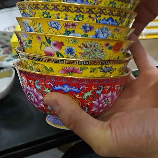 瓷片微瑕珐琅彩4.5寸6个米饭碗66666