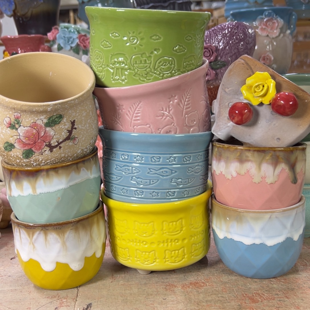 陶瓷花盆特价上新口9-12厘米粉微瑕