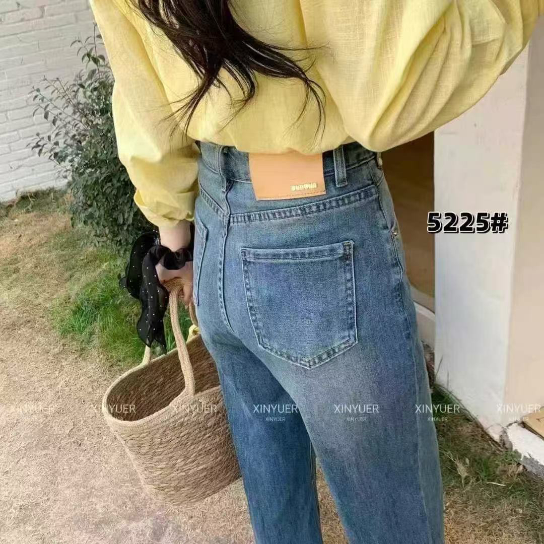 早春新款时尚九分牛仔阔腿裤5225