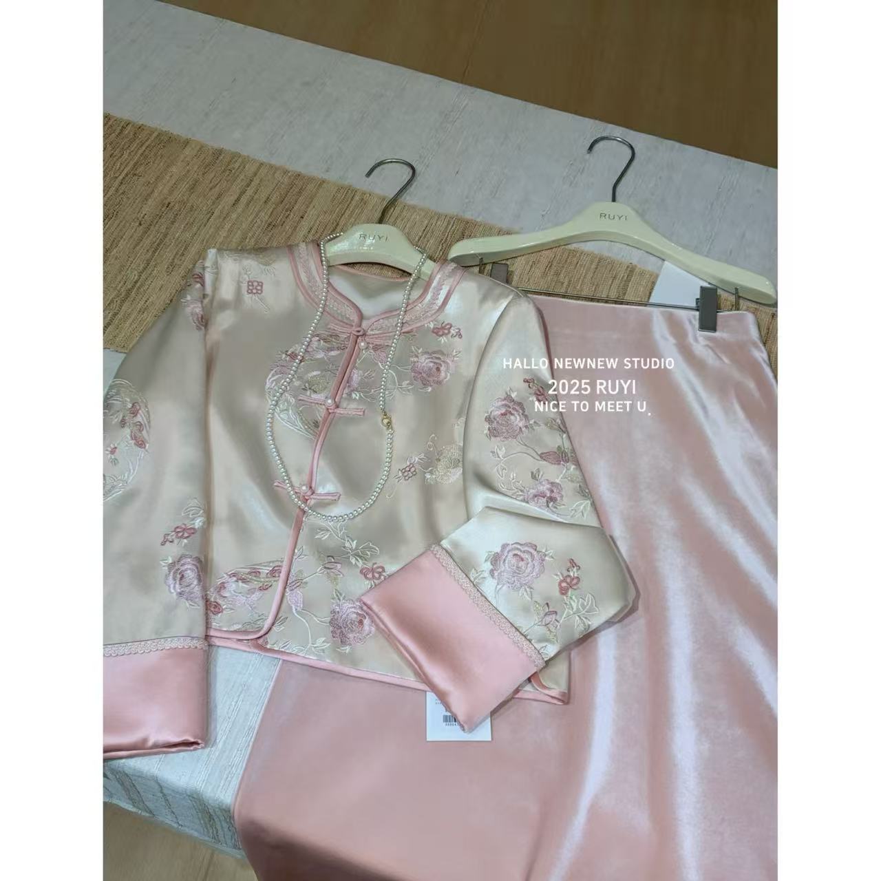 【RUYI】&【山木花葶】 804粉色系新中式正肩重工刺绣外套