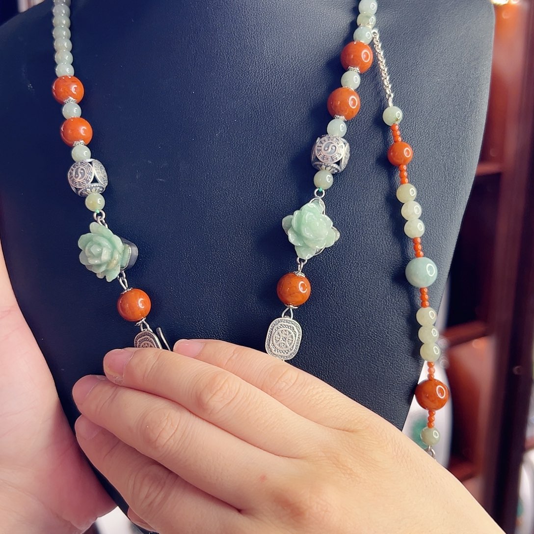 翡翠未镶嵌项链项链