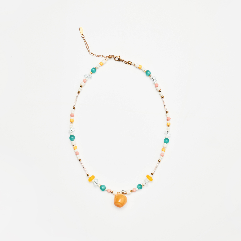 合金琉璃项链 RowRaws 手工亲子【树下苹果】手作苹果彩色串珠项链