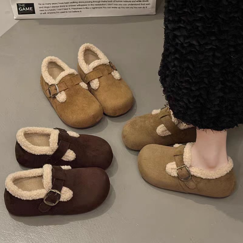 加绒勃肯鞋女冬季2025年新款加厚保暖毛绒棉鞋软底防滑休闲鞋百搭