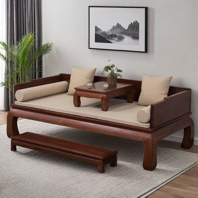 新中式实木罗汉床沙发床菠萝格木酒店茶楼仿古家具简约禅意贵妃榻