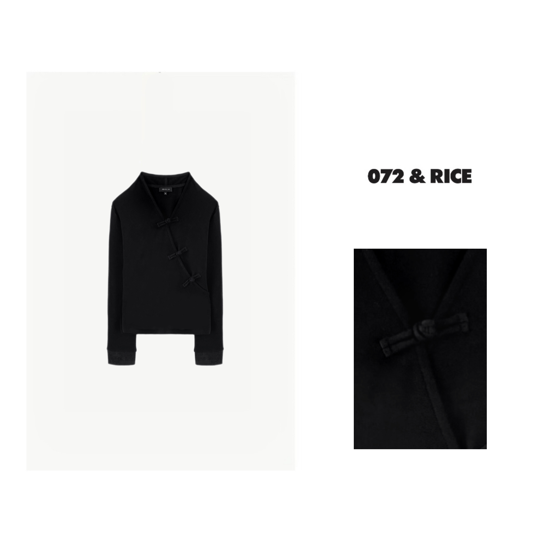 072 & RICE【朝夕】春季休闲V领斜扣长袖上衣 24ZY02L FF1212