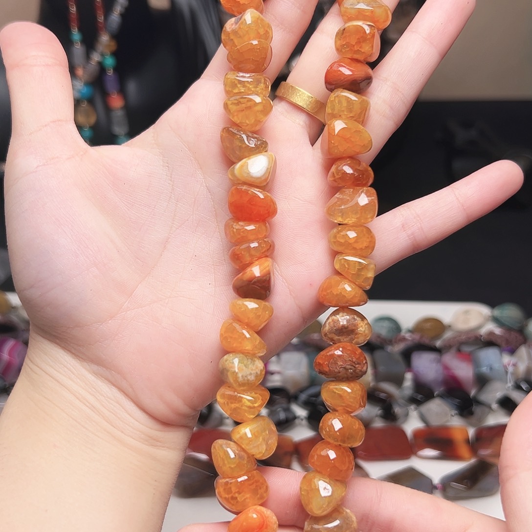 玛瑙/玉髓合金珠宝半成品c716 13m 小橘子龙鳞纹随行一条