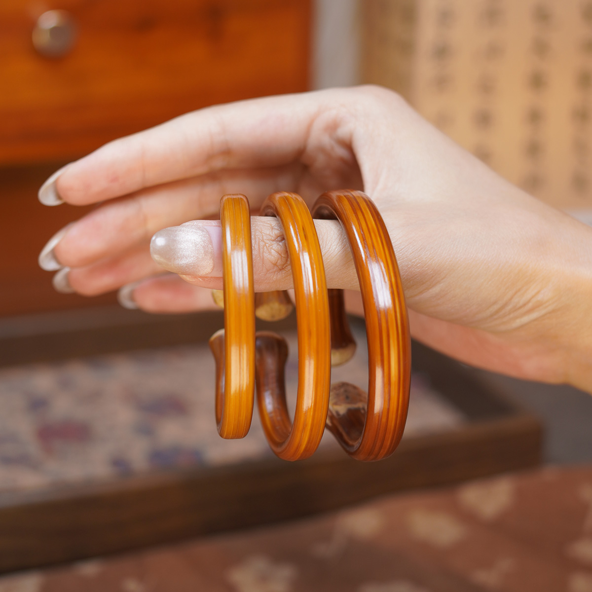 藤云 非金属木质手镯 天然金刚藤手镯粗款藤镯子鸡血藤手镯小众