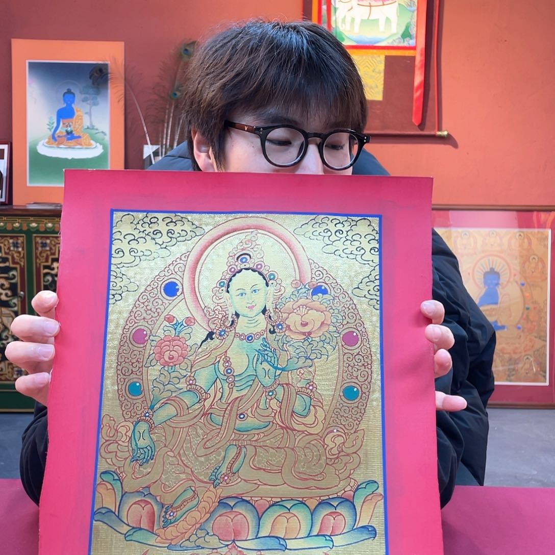 装裱画24×30绿妈妈纯手绘