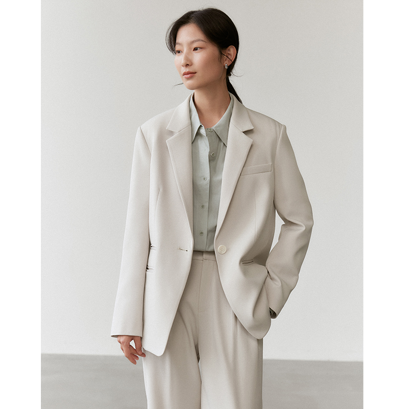 年终大促【1641】通勤气质显瘦米白色西服小个子高级感西装外套