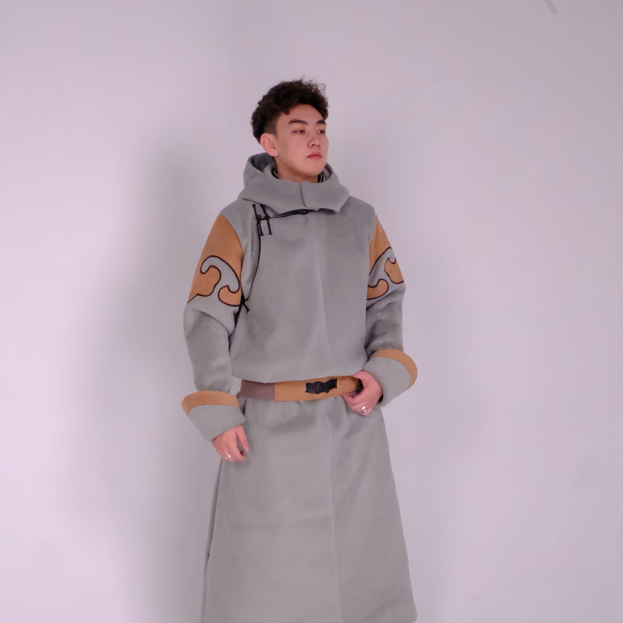 【黛尔玛精品服饰1】冬季新款时尚拼色民族风男士长袍Z3075