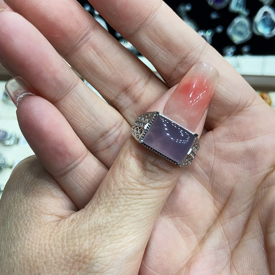 萤石戒指银S925镶嵌