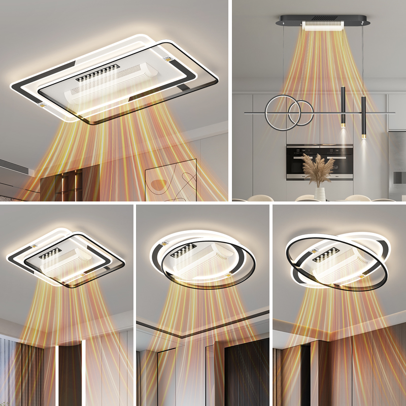 广东中山灯具客厅风扇灯2025最新款大气上档次冷暖两用无叶风扇灯