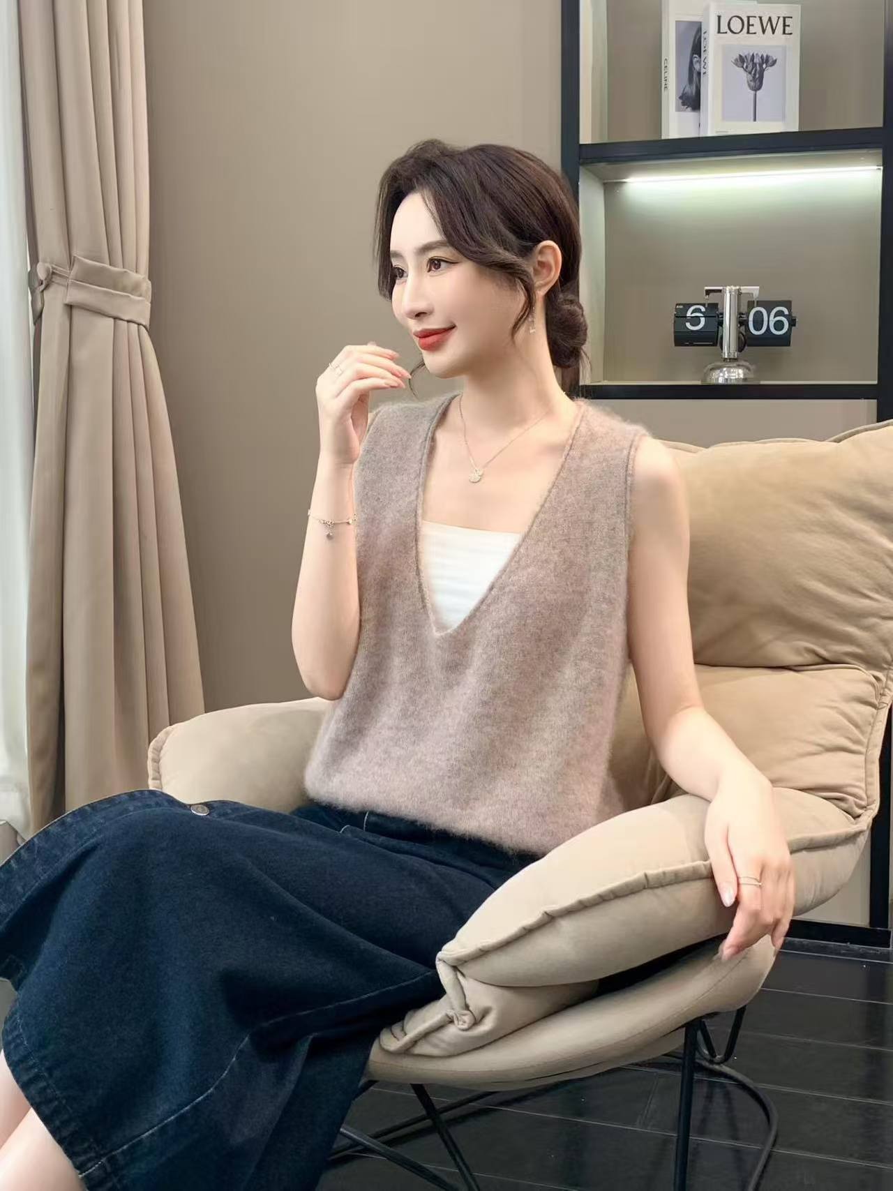 全毛拉毛衣时尚女士马夹百搭韩版女装休闲针织秋冬时尚洋气休闲服
