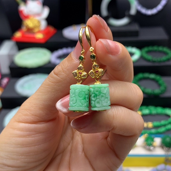 翡翠未镶嵌耳饰翡翠耳环