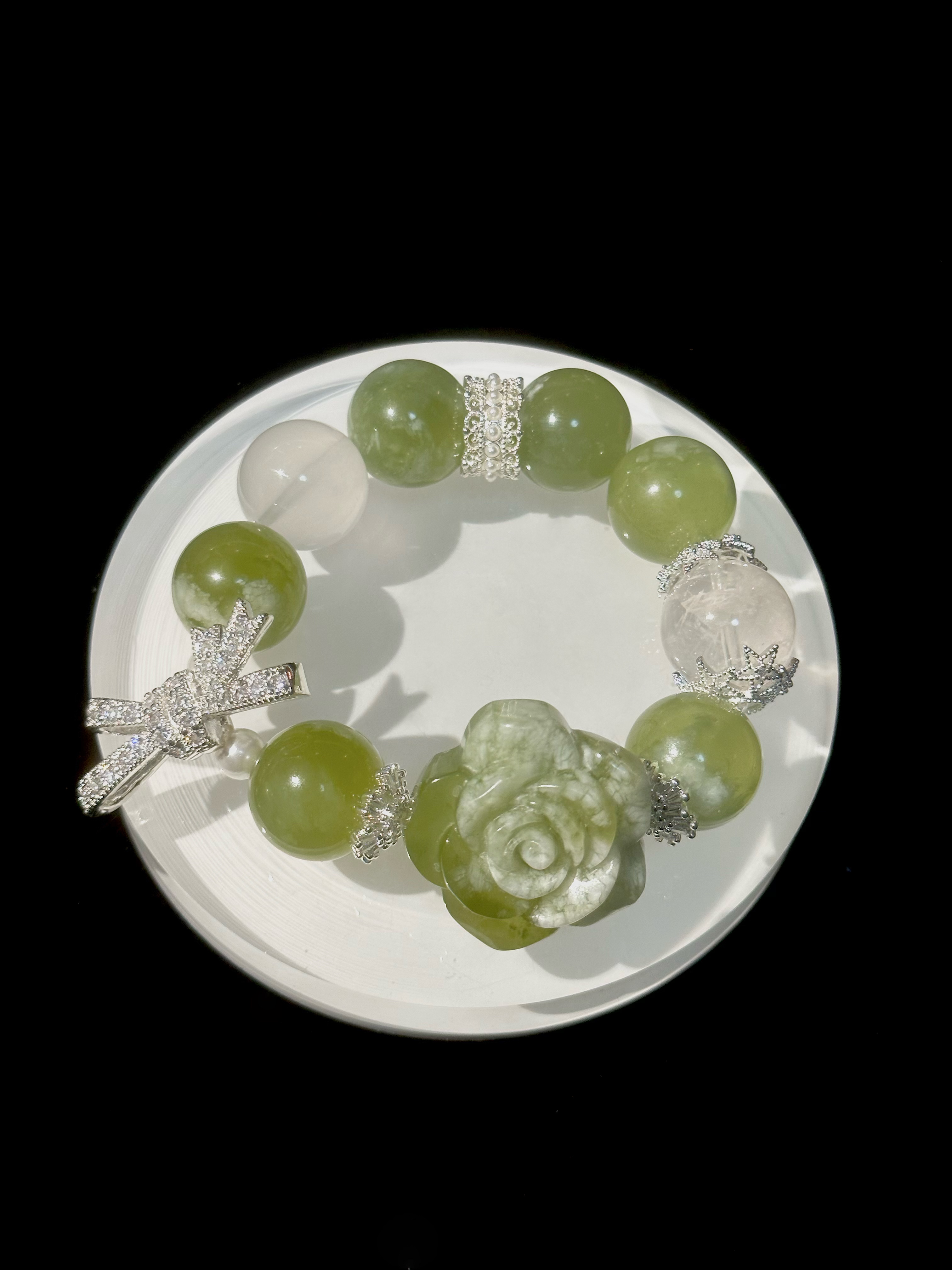 合成金属手链 青提奶盖设计款手串