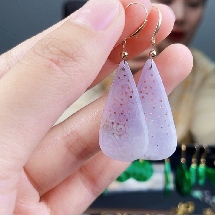 翡翠耳饰18K金镶嵌饰品