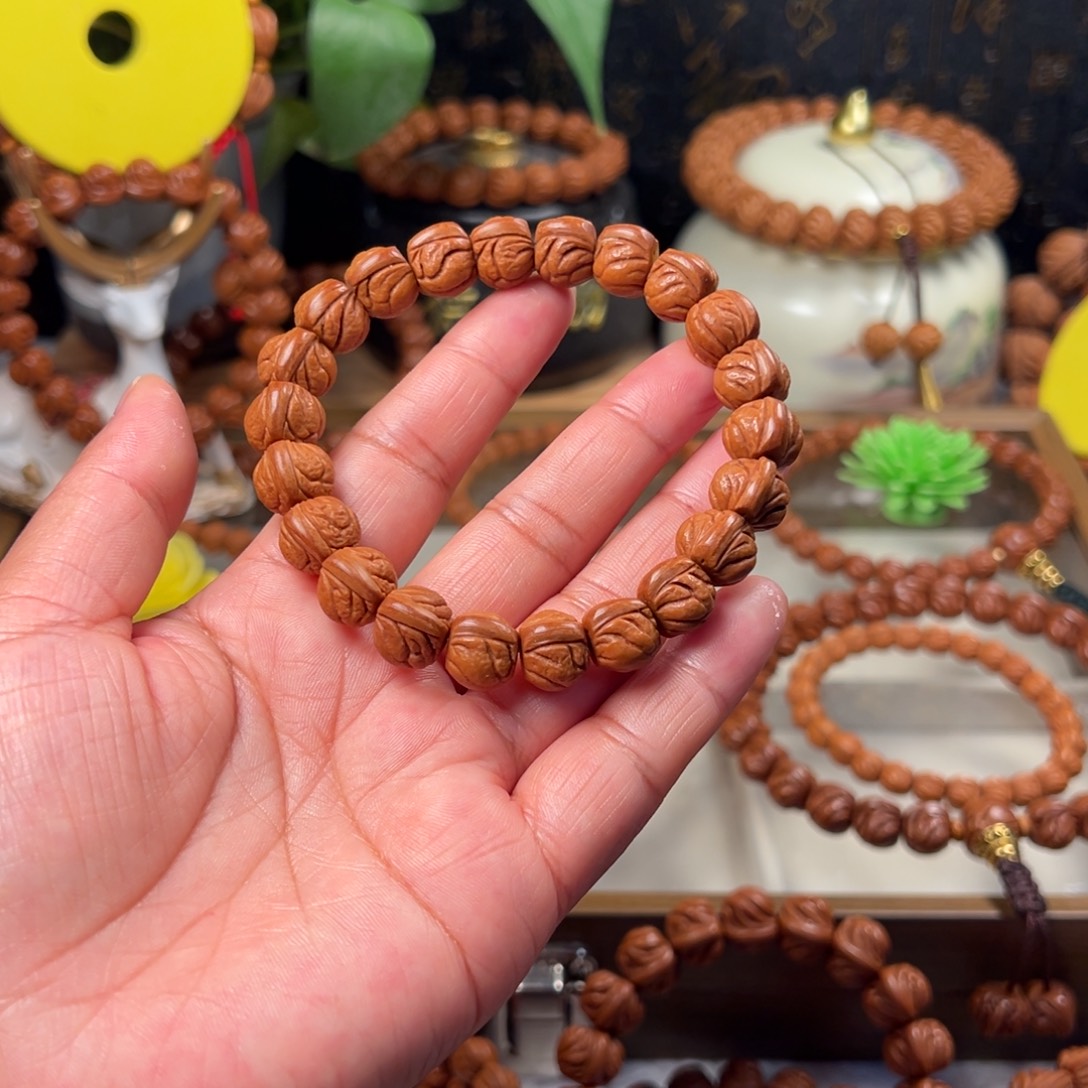 吊坠桃核玉龙脊手串12