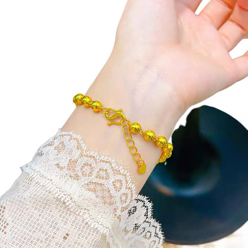 合金手链 光面圆珠手链转运珠光珠手串实心女送女友礼物