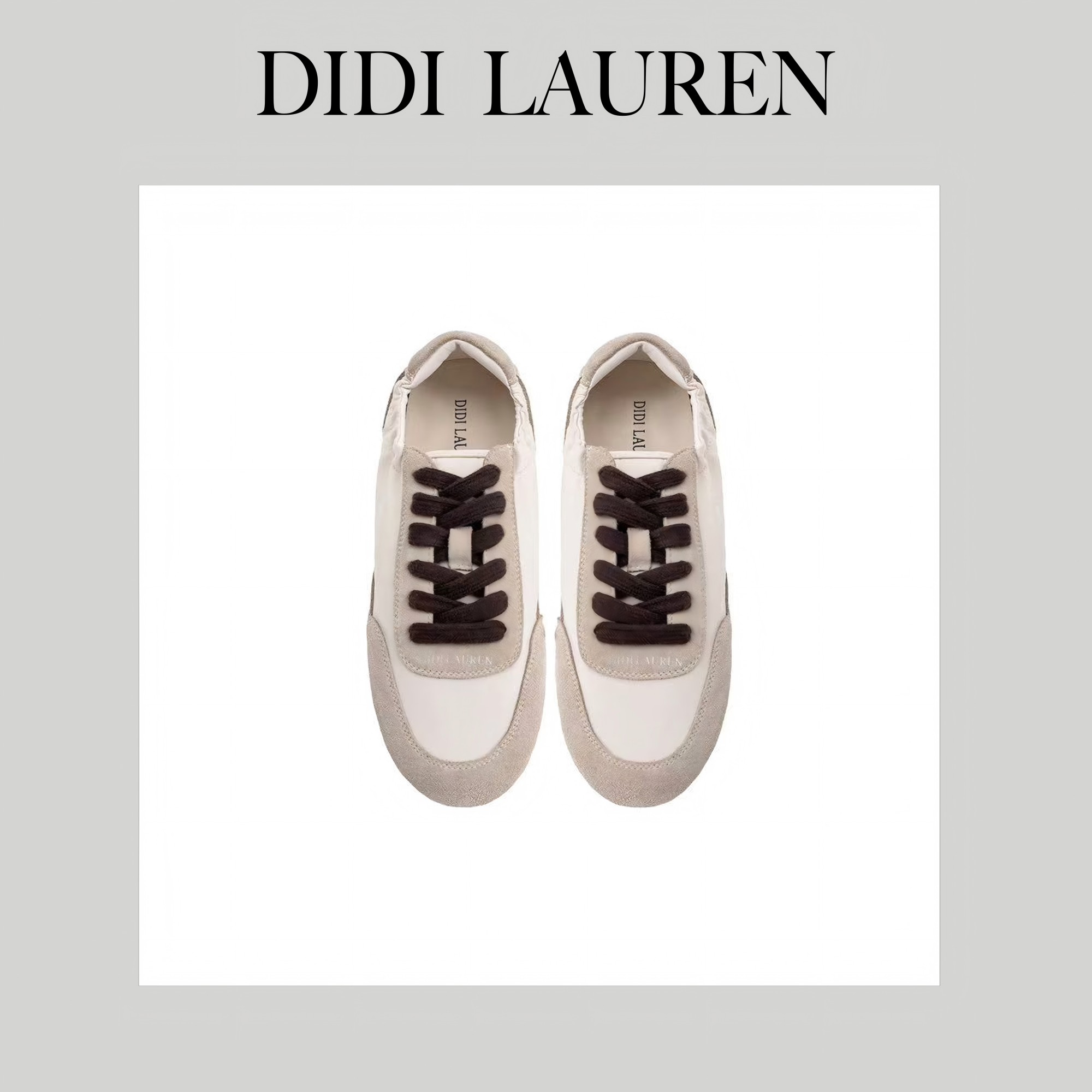 DIDI LAUREN“城市漫步”复古拼色舒适百搭阿甘鞋（3CM内增高）