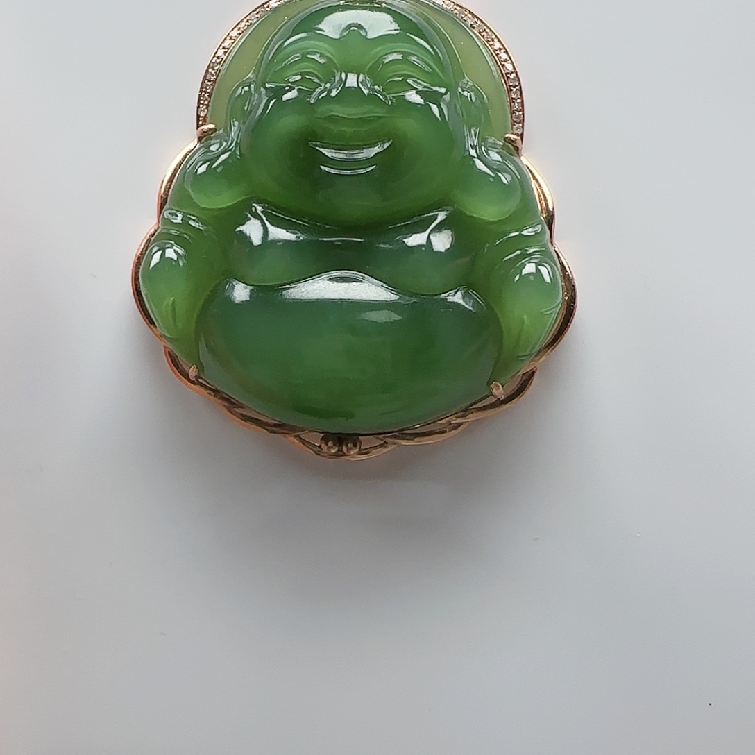 和田玉颈饰18K金镶嵌花***贵