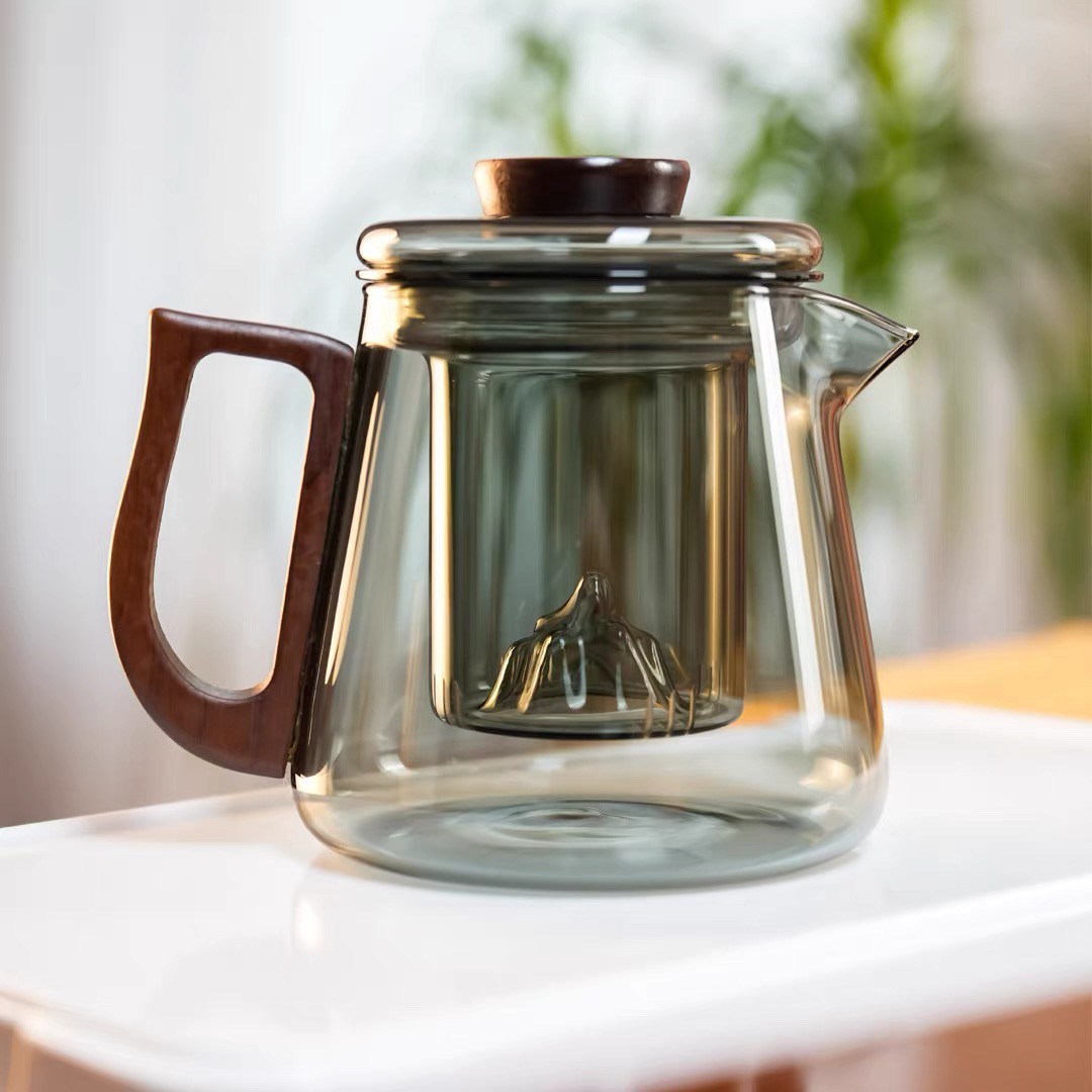 新款观山玻璃茶壶泡茶壶家用花茶壶煮茶单壶耐高温大容量茶具套装