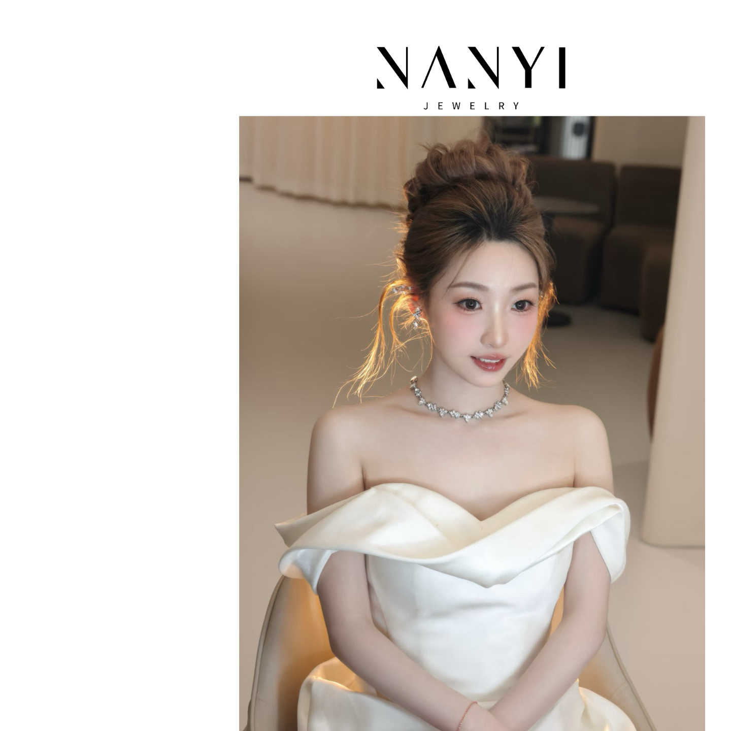 合金仿水晶项链 南一｜细节感拉满 轻奢水钻项链三件套