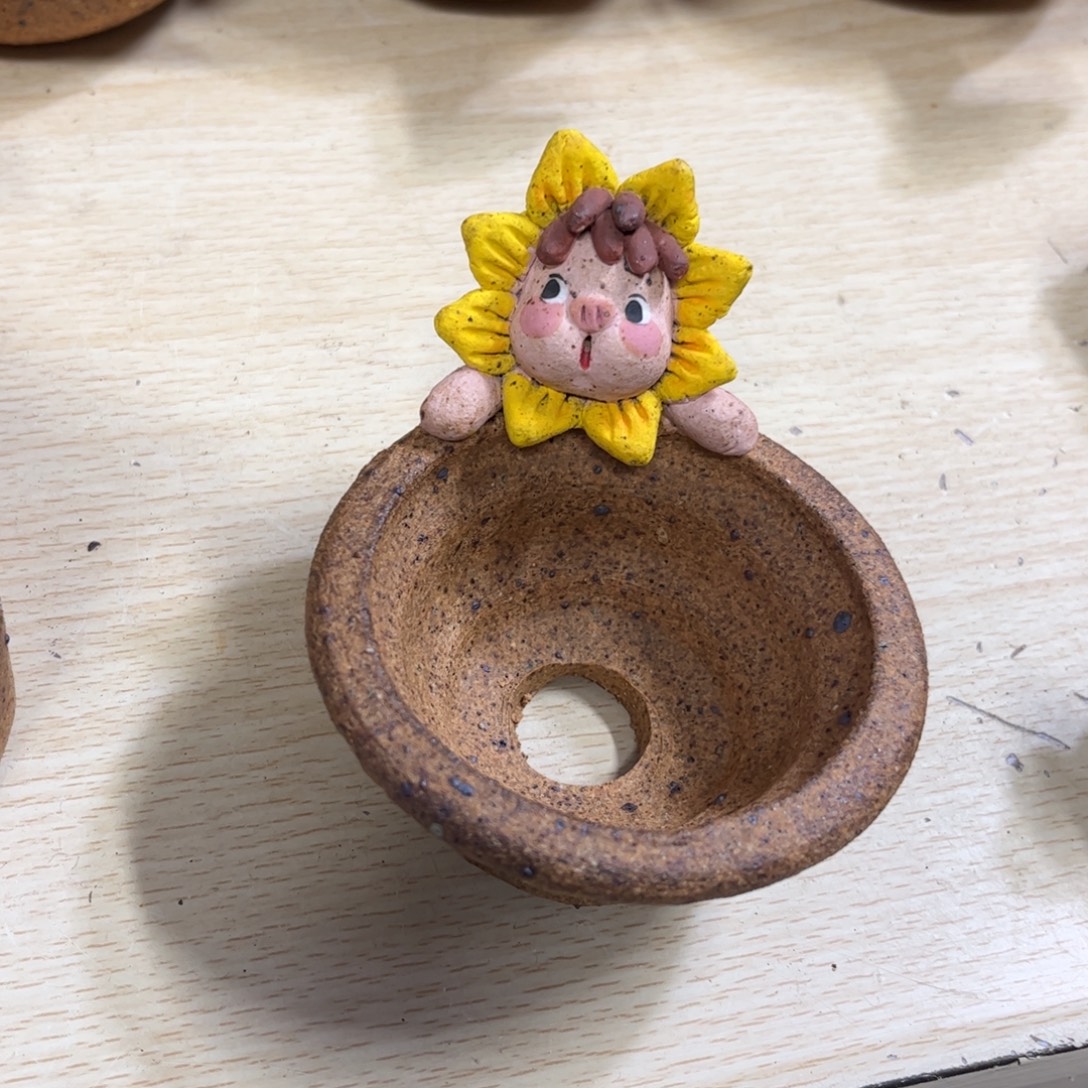 泥塑古镇炻陶花盆