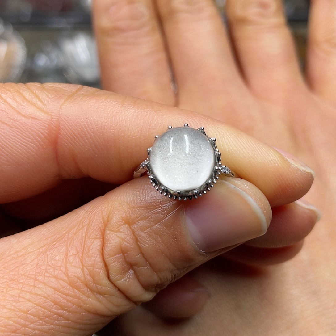 【闪购商品】水晶珠宝半成品银S925镶嵌小**～戒指