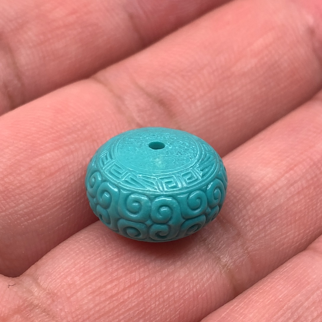 绿松石未镶嵌回纹算盘珠