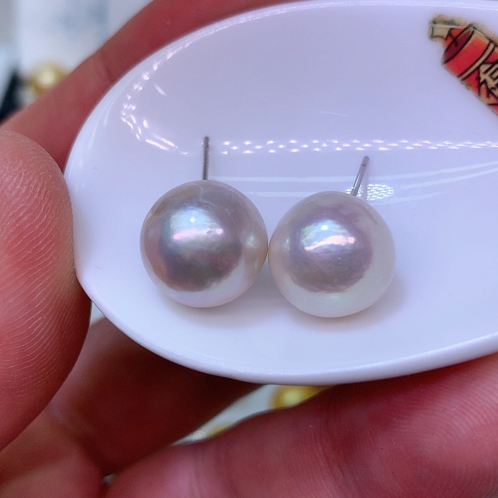 银S925镶嵌耳饰淡水珍珠