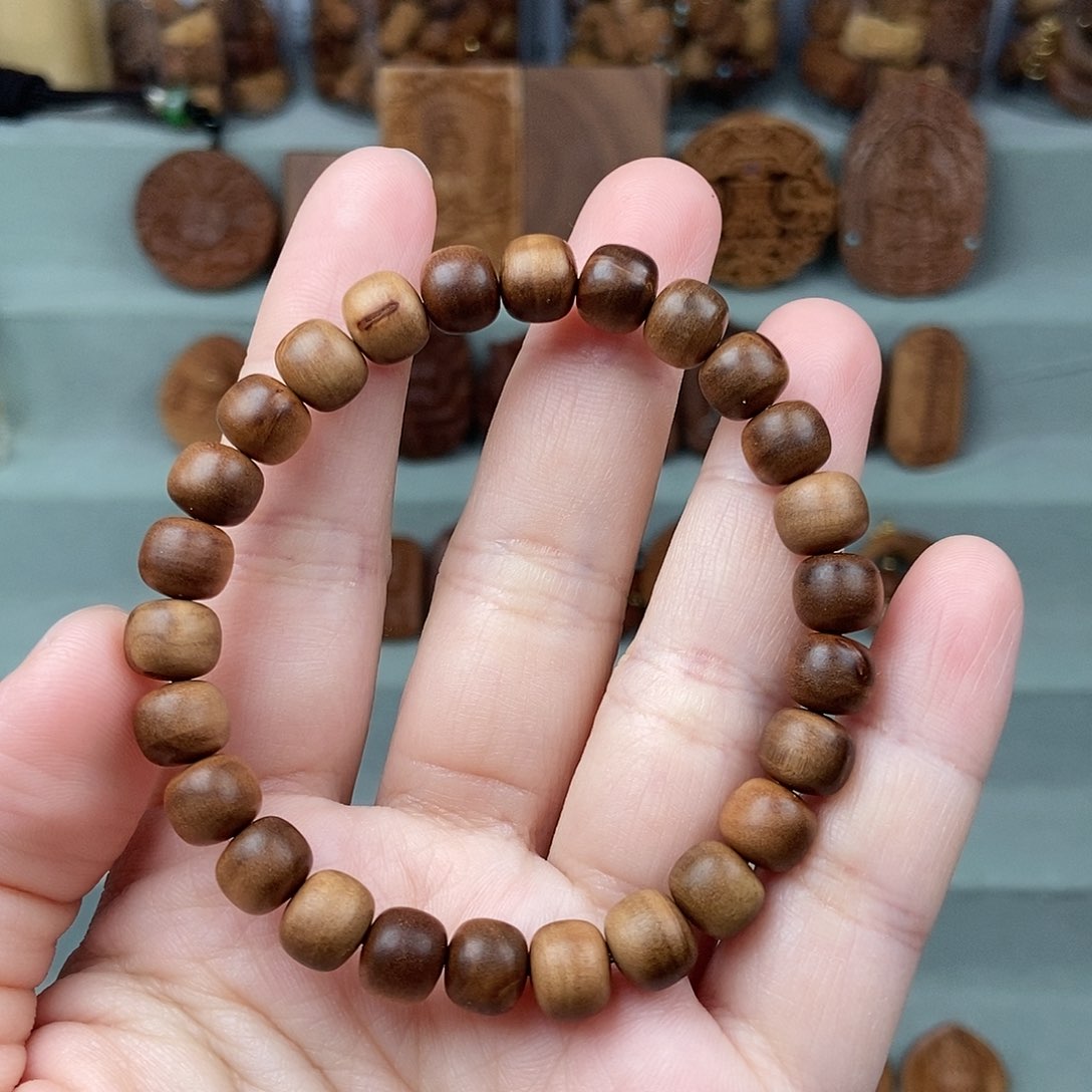 檀香木无事牌7/8微瑕珠子