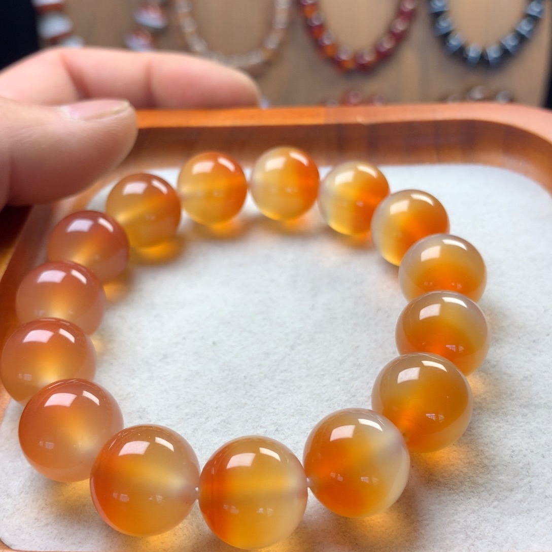 玛瑙/玉髓未镶嵌手链橙色糖心