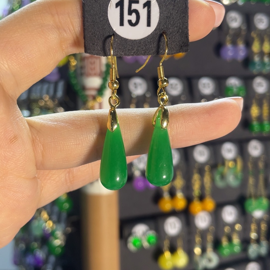 翡翠银S925镶嵌耳饰151