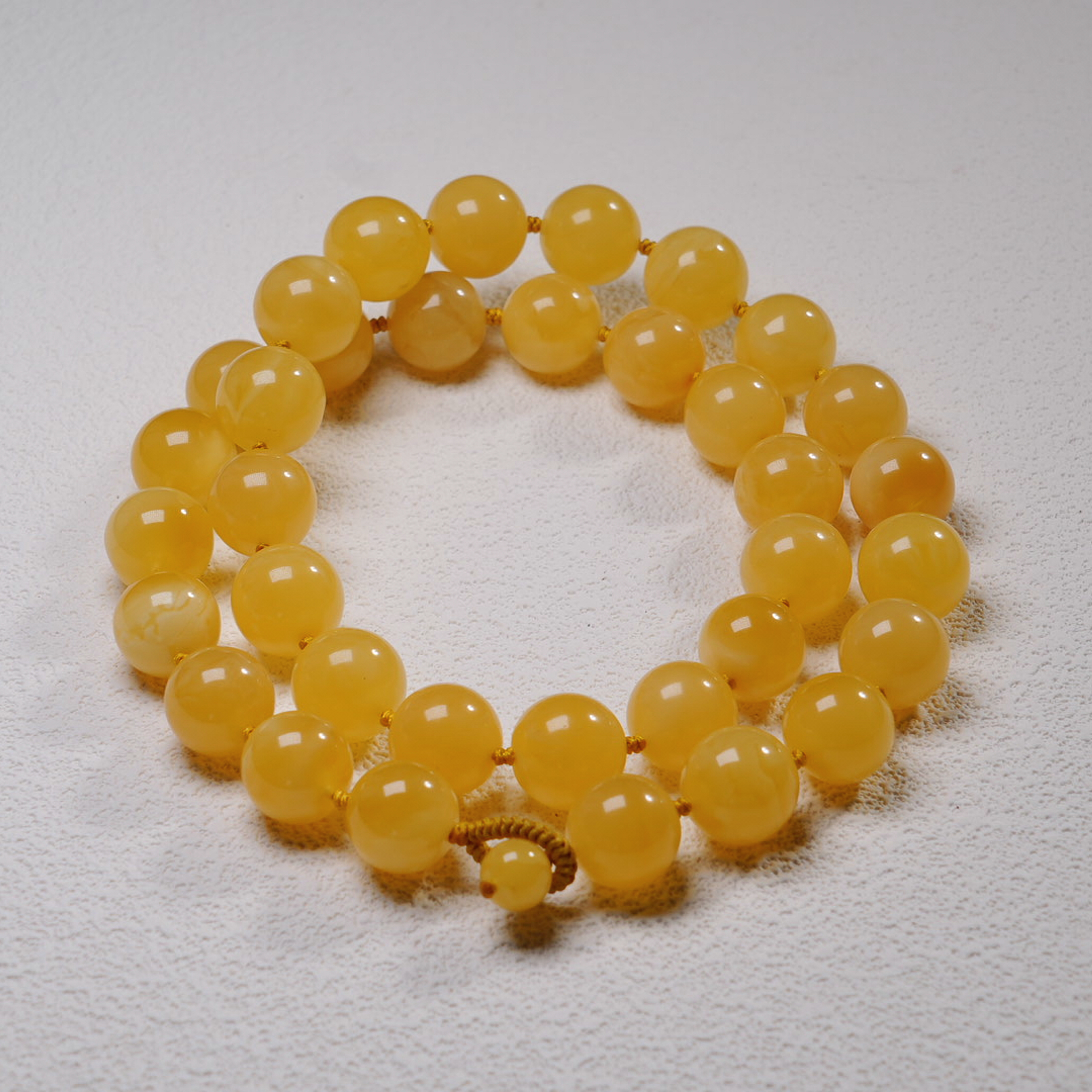 俄料琥珀14m+圆珠项链