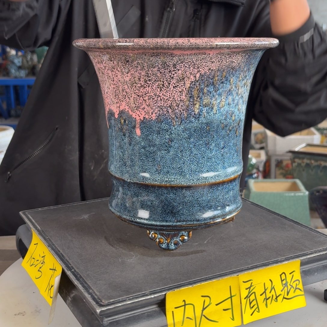 。一风堂石湾花盆 高温裂 内18*19