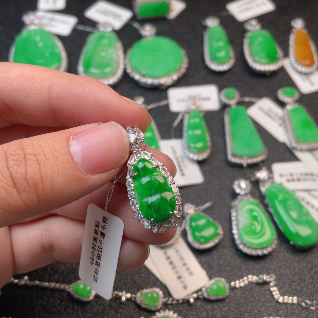 翡翠吊坠(不含链)银S925镶嵌