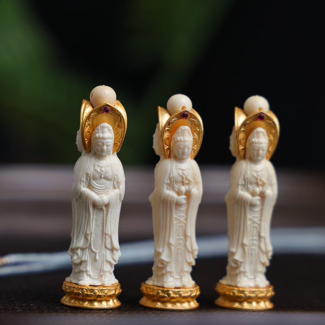 H16-52天然猛犸牙 三面观音 约11*43mm一物一图假一罚十