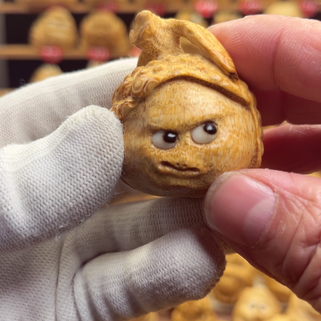 竹竹根雕荔枝手把件