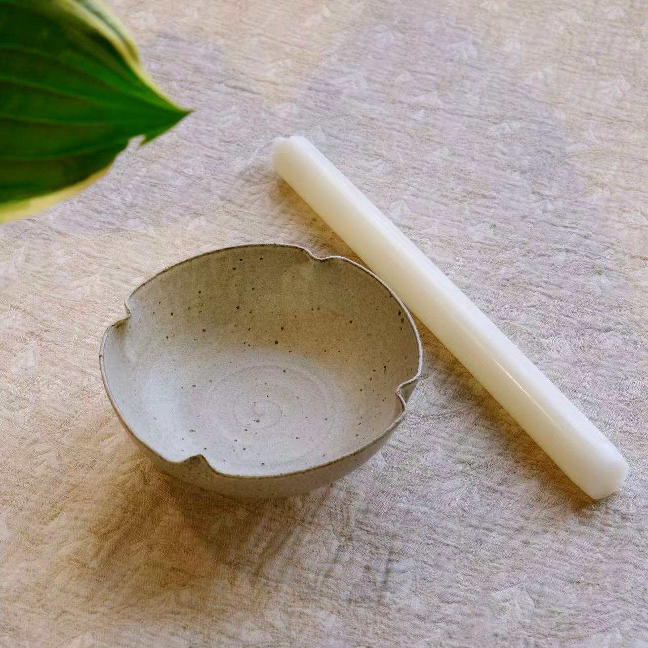 小喜宅 喜小白月见花碗+长蜡烛