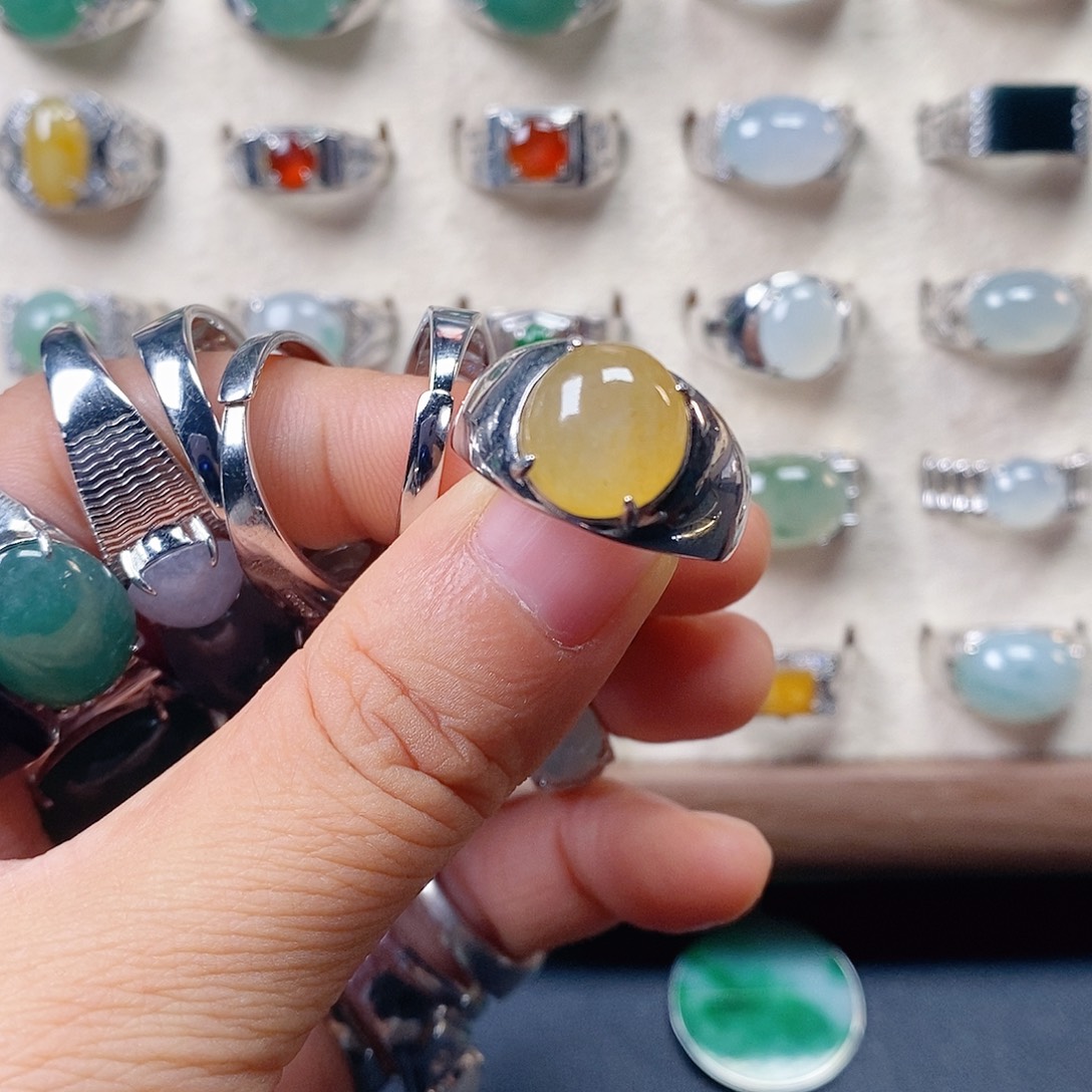 然***翡翠银S925镶嵌戒指