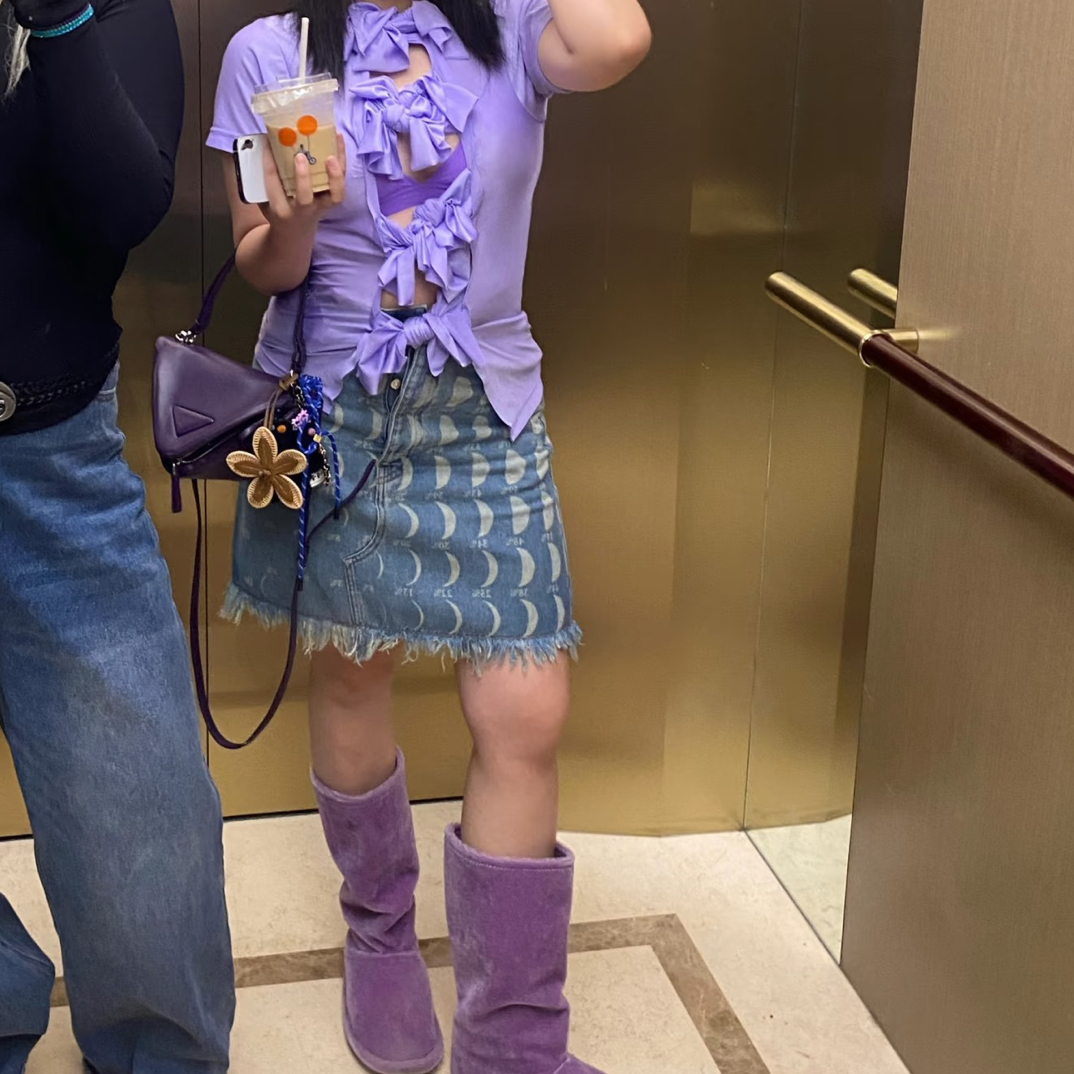 99新 LOEWE/罗意威 A11081 loewe 蓝色 牛仔半身裙 99新 36码 