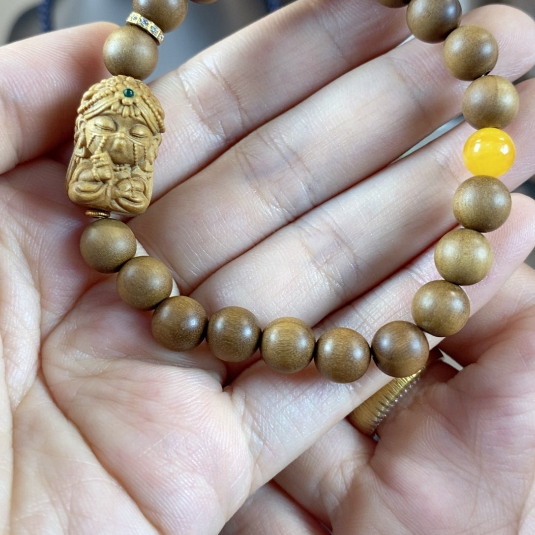 沉香木手串老山檀卡8mm单圈