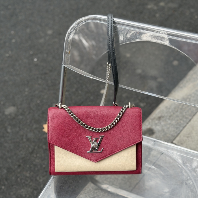 95新 LouisVuitton/路易威登 拼色全皮lockme邮差信封包单肩