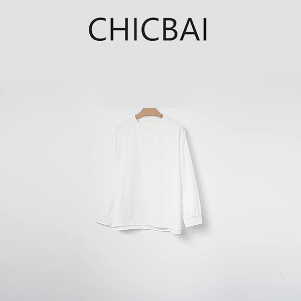 CHICBAI 针梭织拼接圆领卫衣2F-328