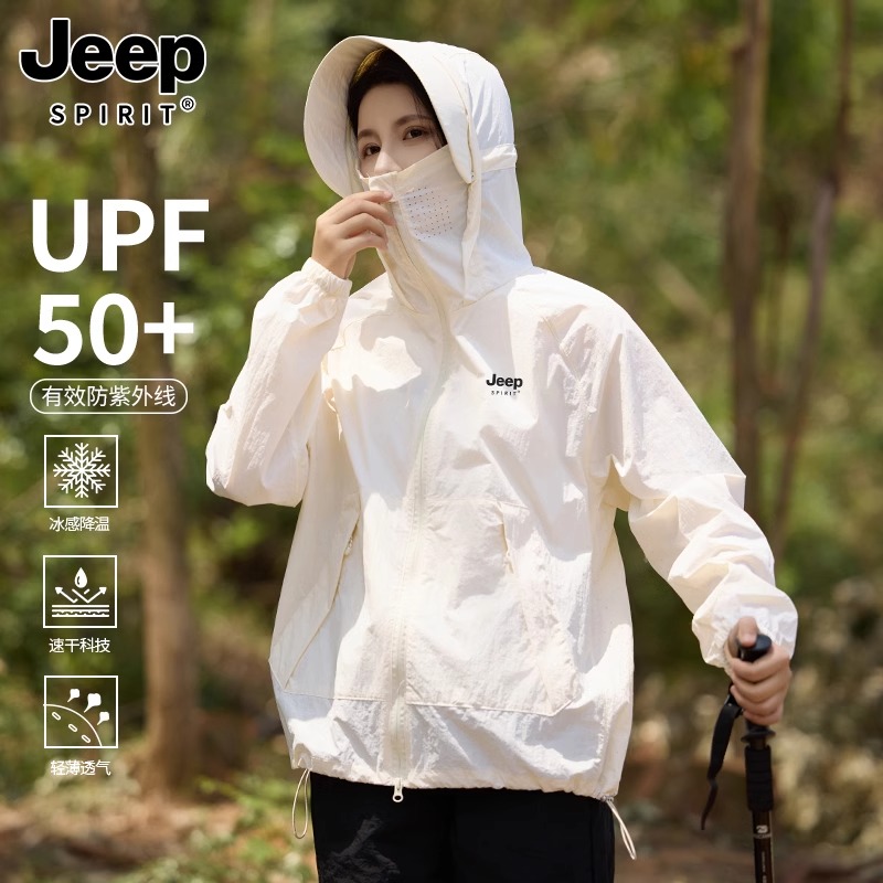 JEEP山系防晒衣男女同款夏季轻薄冲锋衣防紫外线宽松防晒服外套